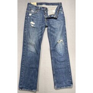 Hollister‎ Jeans Men's 32x32 Dark American Denim Button Fly Classic Straight Low